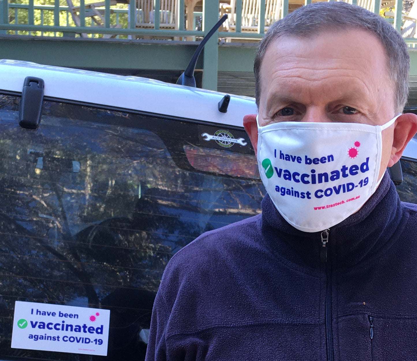"I have been vaccinated" face mask, sticker and hand sanitizer